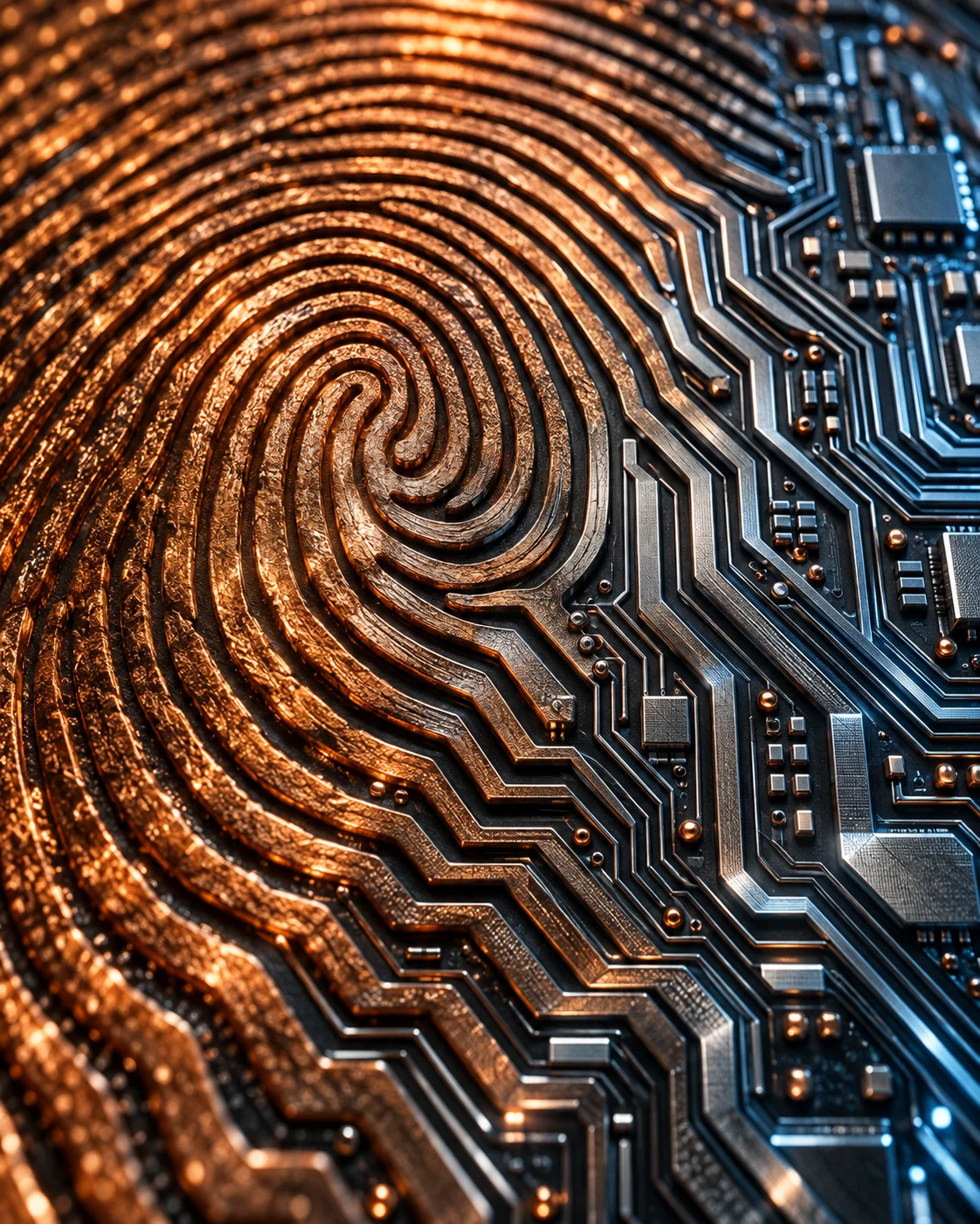 A fingerprint merging with electronic circuits